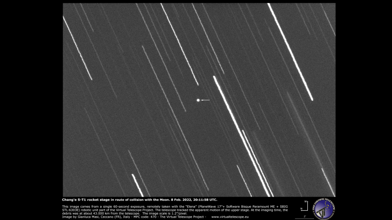 Rogue rocket body imaged weeks before its moon impact (photo)