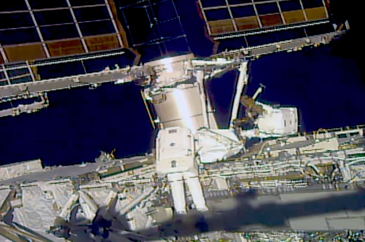 NASA astronauts on spacewalk prep space station for new solar array