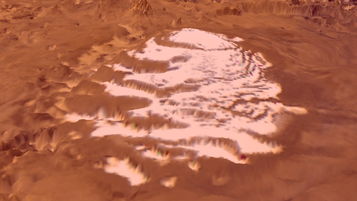 These dry ice glaciers on Mars are moving at its south pole