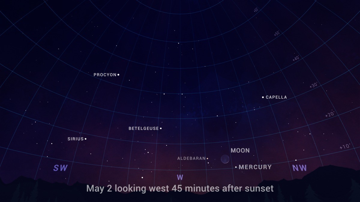 Don't miss Mercury shine with the crescent moon in tonight's sky!