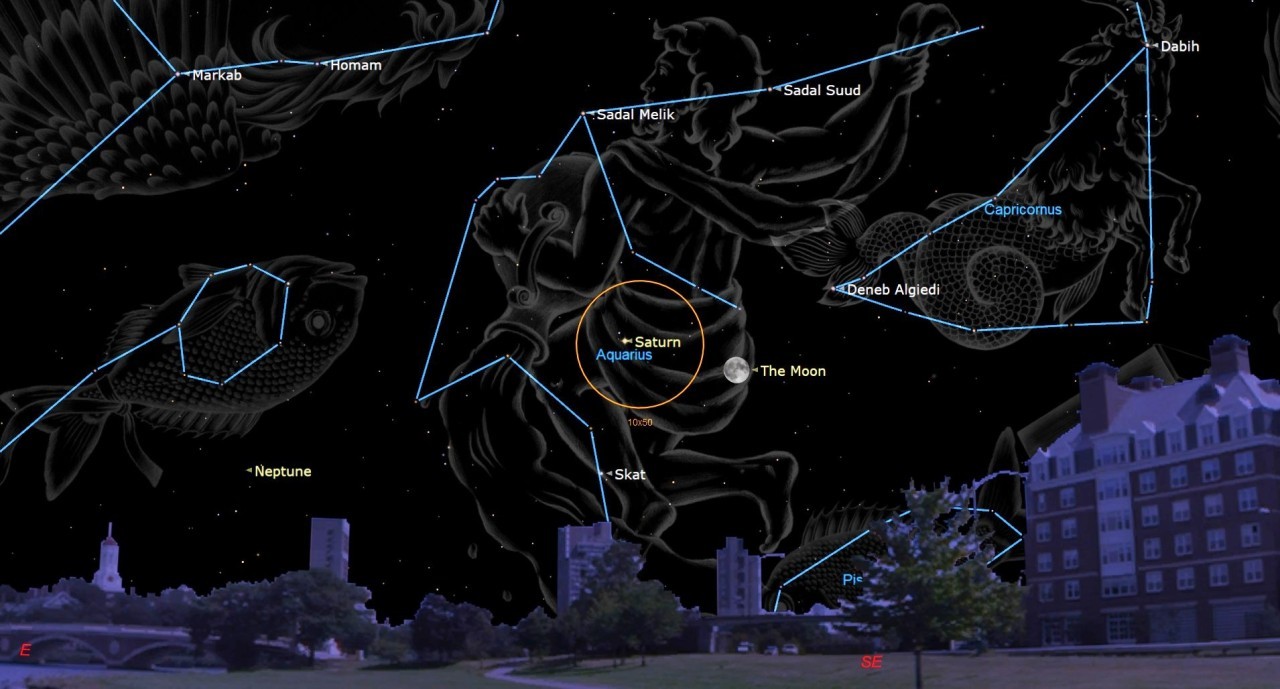 See the moon snuggle up to Saturn in the night sky this week