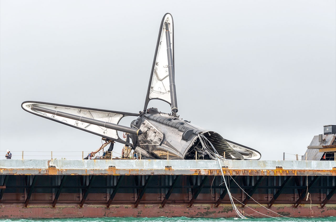 History-making SpaceX Falcon 9 booster mostly destroyed in post-flight topple