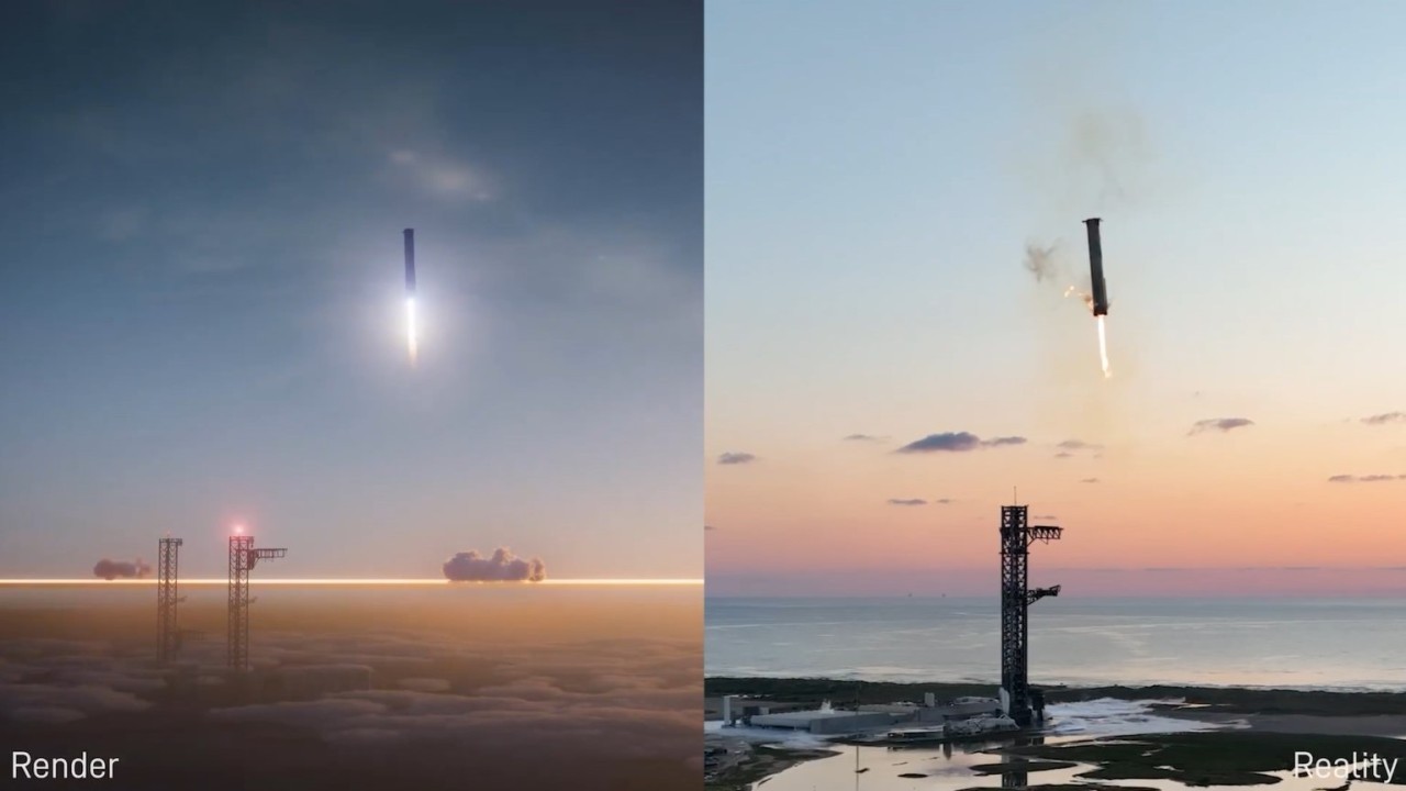 SpaceX's epic Starship Super Heavy rocket catch looked just like the company imagined (side-by-side video)