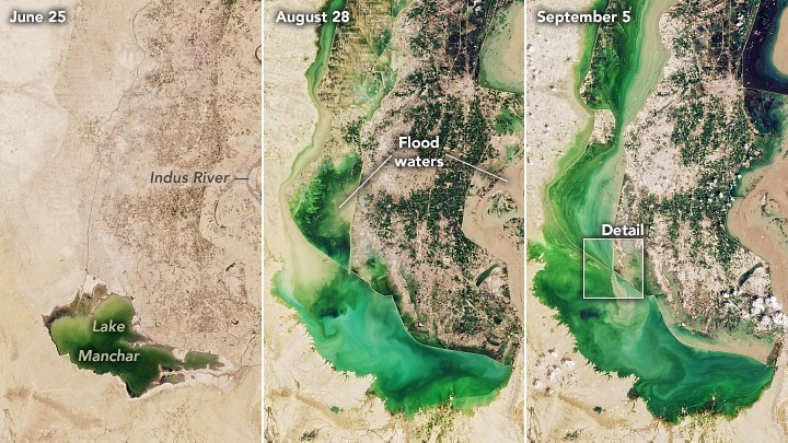 New satellite images reveal largest Pakistani lake overflowing dangerously