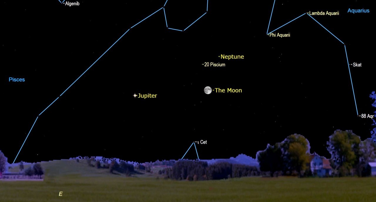 Harvest Moon tonight! See the full moon rise near Jupiter and Neptune (Sept. 10)