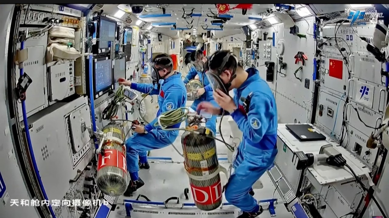 China's astronauts conduct emergency drills and deploy payloads into space (video)