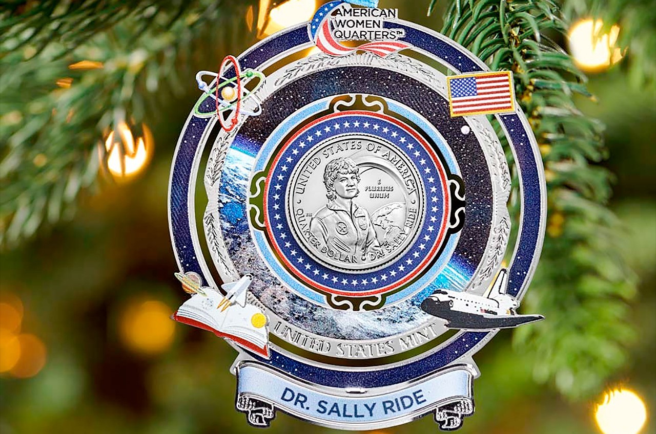 US Mint ornament features astronaut Sally Ride quarter at its center