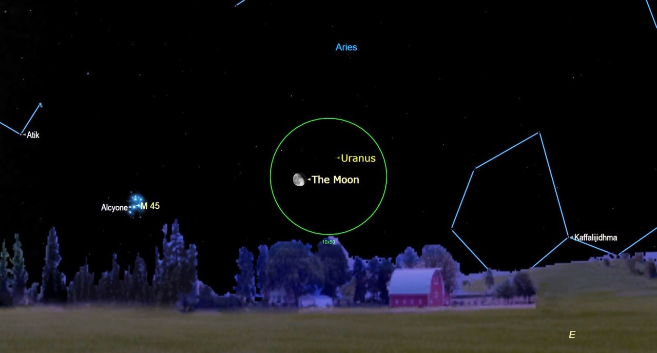 The moon passes in front of Uranus on Wednesday