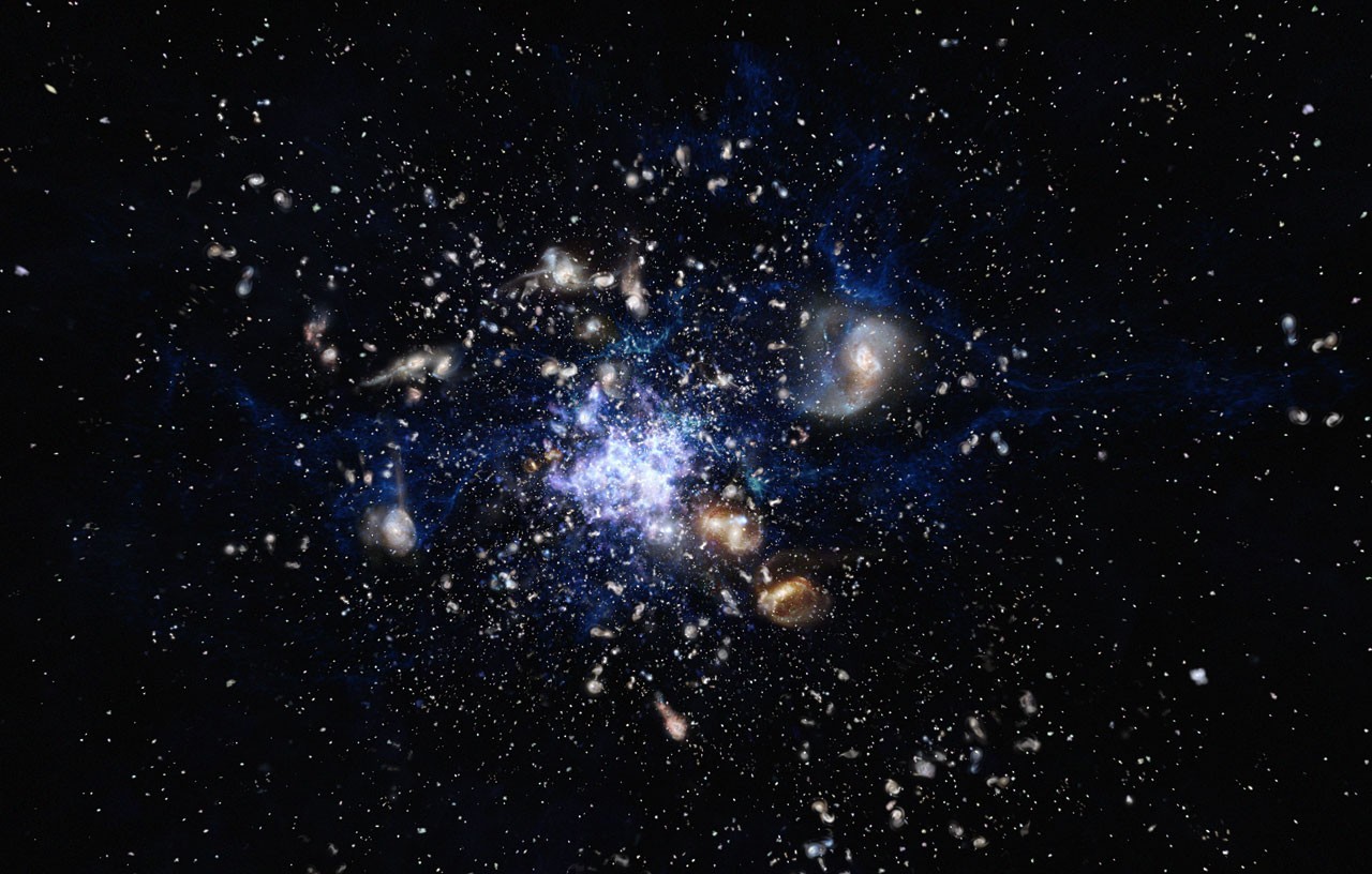 Giant proto-galaxy in early universe devours recycled material to birth new stars