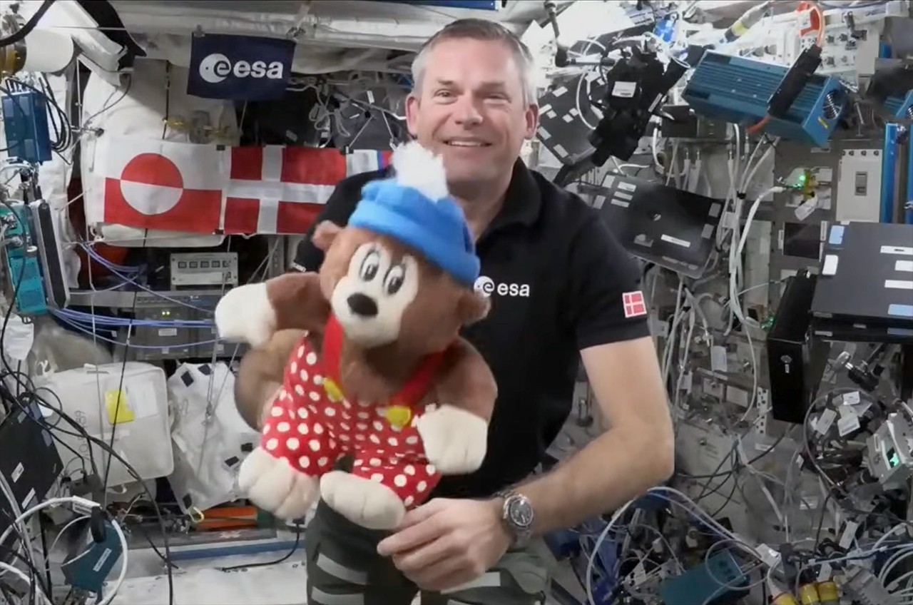 Denmark's comic strip bear Rasmus Klump takes a spin on the space station