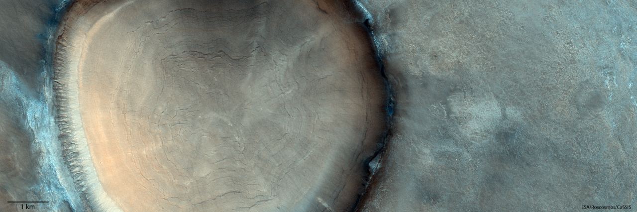Giant 'tree stump' impact crater spotted on Mars