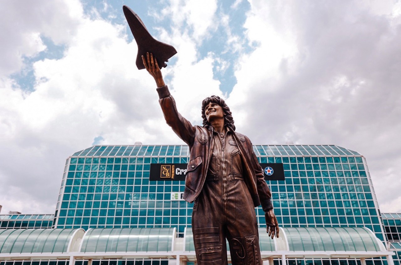 Statue of Sally Ride, first American woman in space, unveiled at aviation museum