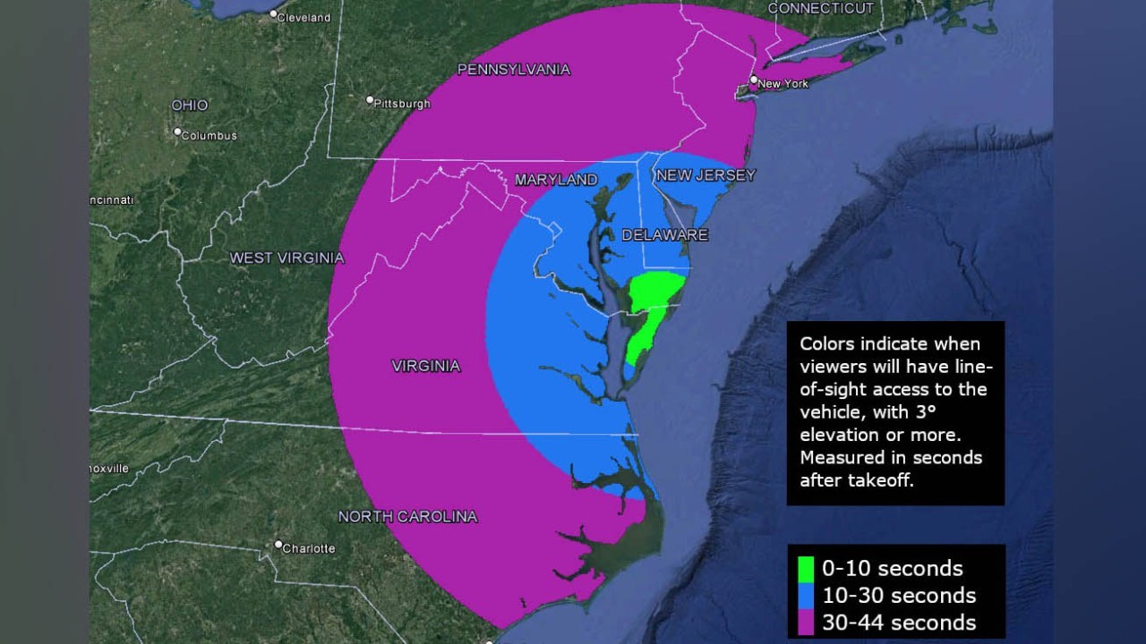 Sounding rocket launch might be visible on US east coast Thursday night