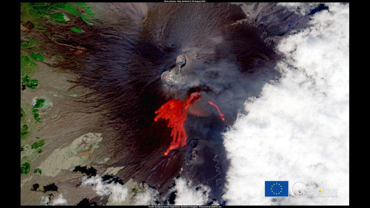 Mount Etna volcano erupts for 50th time of 2021 in this satellite photo