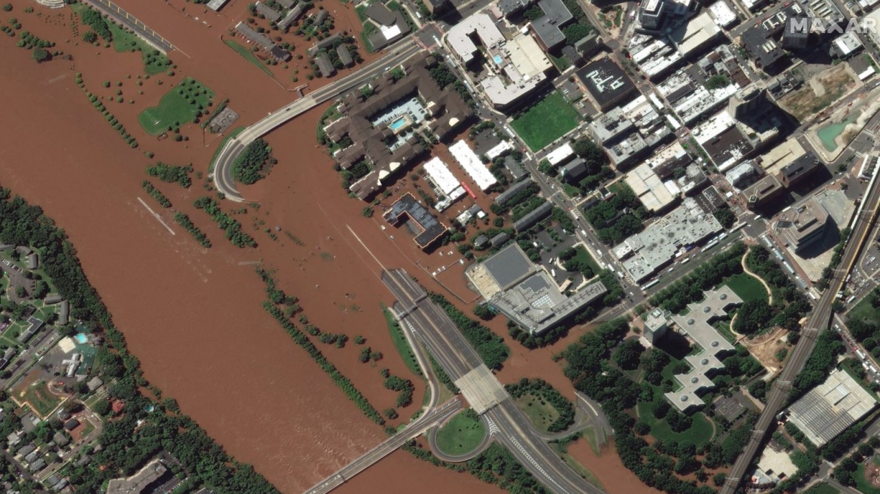 Satellite images show extreme flooding in New Jersey in the aftermath of Hurricane Ida