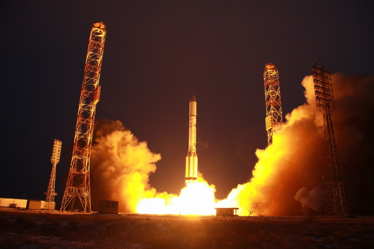 Russian Proton rocket launches two communications satellites to space