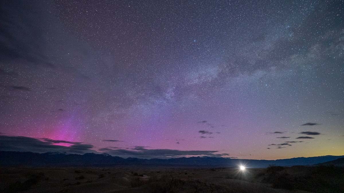 Gorgeous auroral glow surprises astrophotographer in California's Death Valley