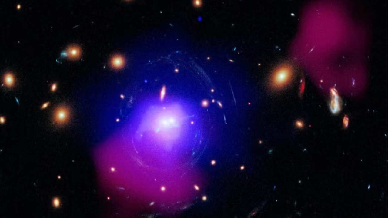 Black hole's powerful eruption creates a string of stellar jewelry