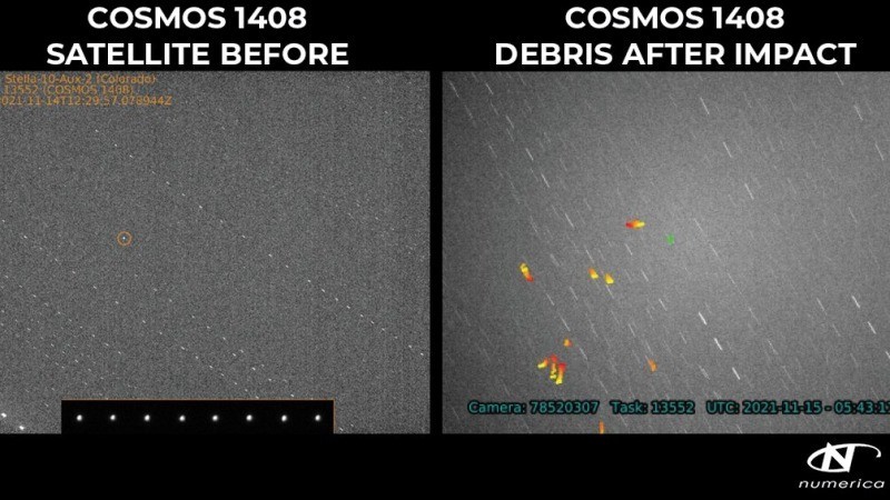 Space debris from Russian anti-satellite missile test spotted in telescope images and video