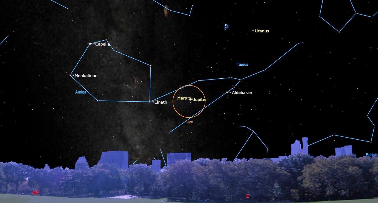 See Mars and Jupiter form 'double planet' early Aug. 14