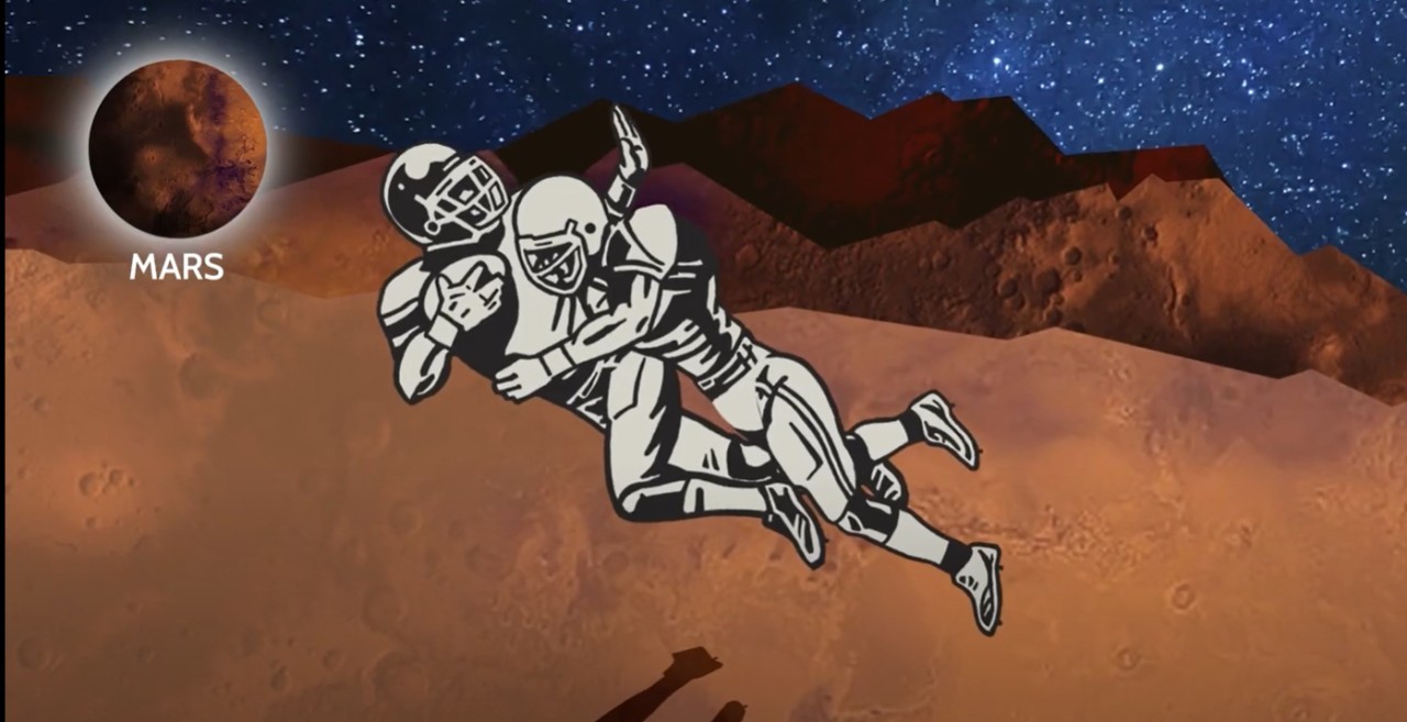 What would a Super Bowl on Mars look like? Spacesuits and lower gravity for sure (video)