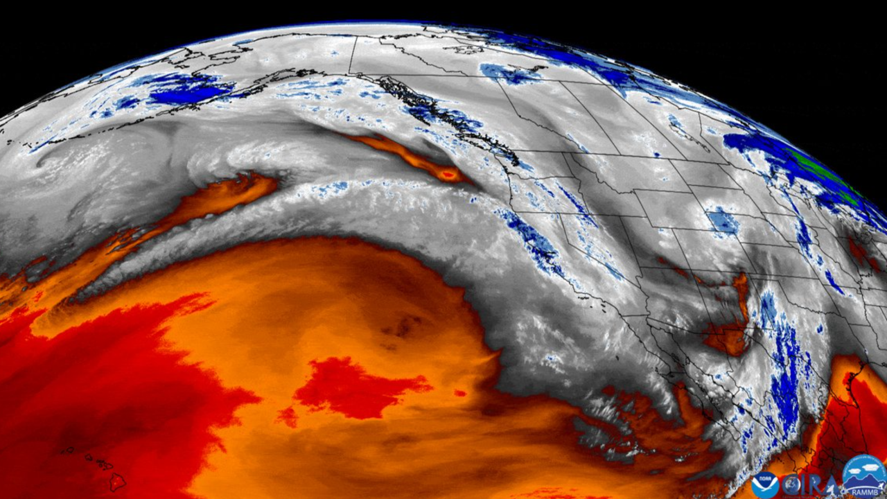 'Atmospheric river' hits US West Coast with rain and snow as satellites watch from space