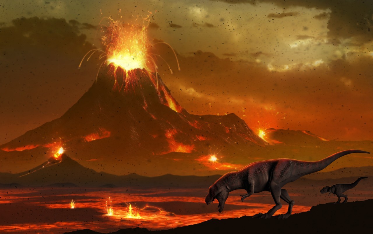 An asteroid and volcano 'double punch' doomed the dinosaurs, study suggests