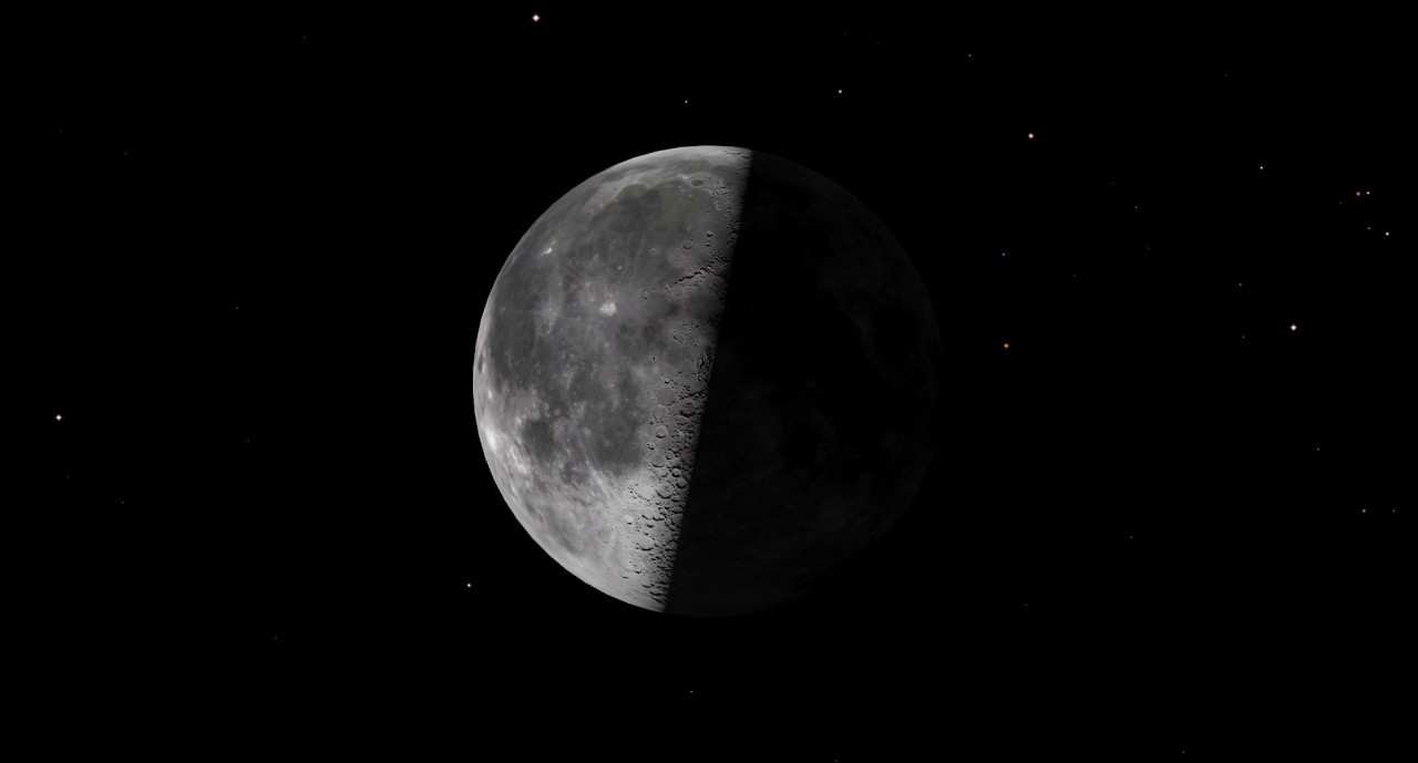 See the half-lit last quarter moon ride the Bull tonight