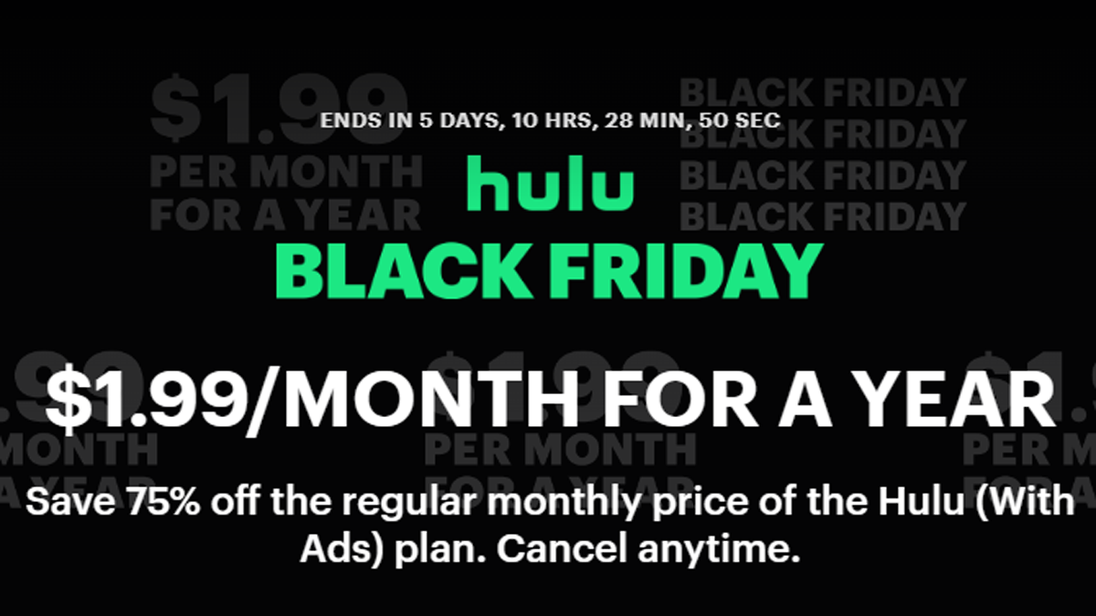 Hulu Black Friday Deal - Get one year for just $1.99 per month