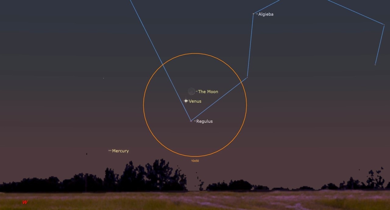 The moon and Venus join close together in the night sky Aug. 5