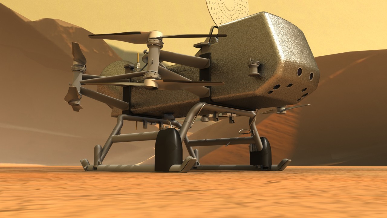 Soar over the desert in footage from drone practicing for mission to Saturn's strangest moon