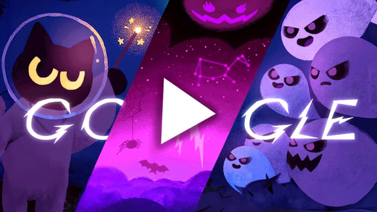 Fight space ghosts as an astronaut cat in spooky Halloween 2024 Google Doodle