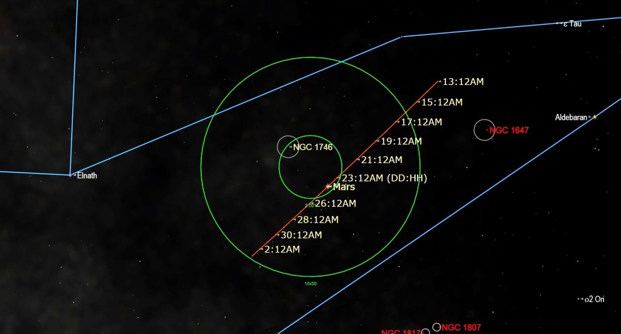 See Mars pass an asterism in the Taurus constellation on Saturday (Sept. 24)