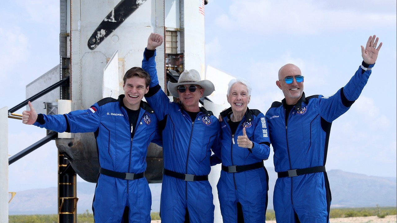 'Woohoo!' Jeff Bezos and Blue Origin's first passengers revel in their launch to space