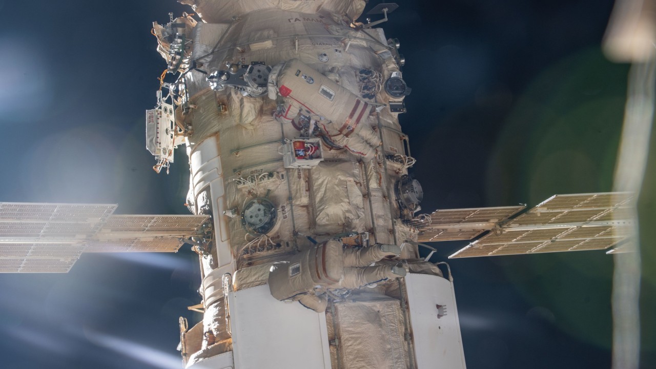 Watch Russian spacewalkers boot up a European robotic arm on the International Space Station today