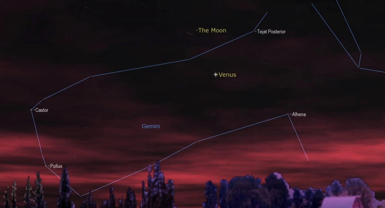 Spot Venus shine under the thin crescent moon on Tuesday