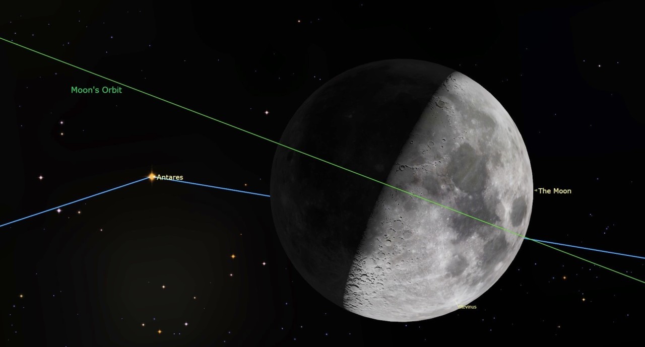 See the moon eclipse the red supergiant star Antares tonight