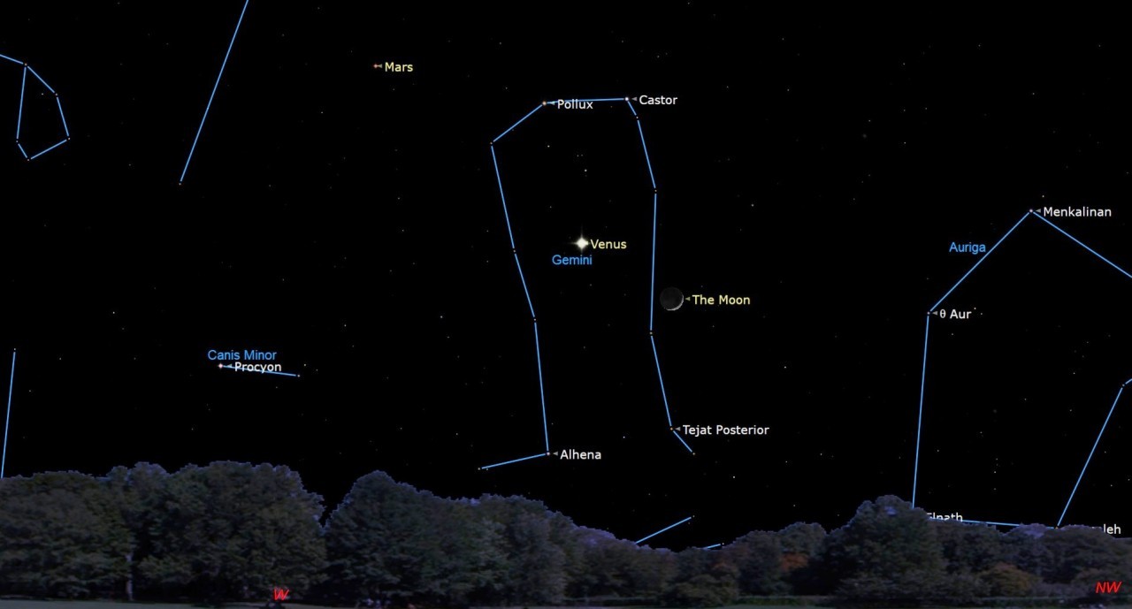 Watch the moon, Venus and Mars engage in a celestial dance next week