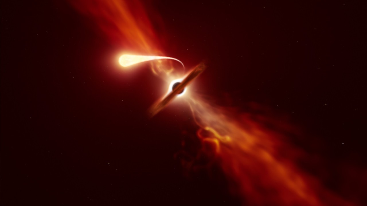 Hungry black hole 'switches on' as astronomers watch in surprise