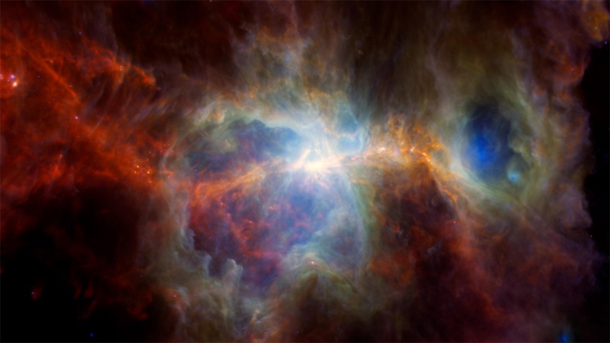 Baby stars 'burp' in Orion Nebula after frantic feeding sessions