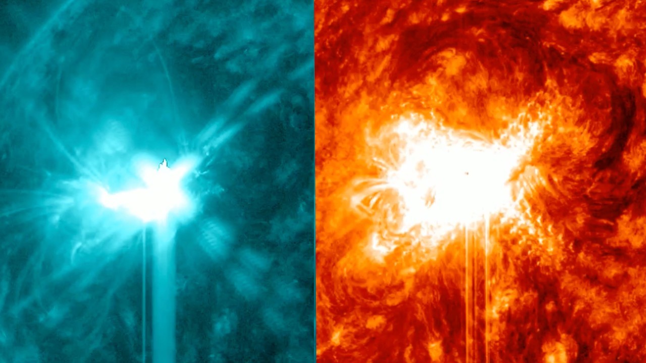 Powerful twin solar flares erupt from sun as cell phone outages spike across US (video)