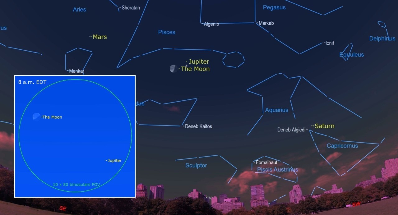 See the moon swing past Jupiter in Tuesday morning's sky