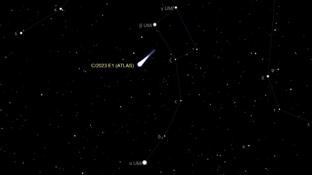 How to see comet E1 ATLAS high in the night sky in July near the Little Dipper